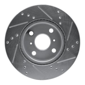 Scion iQ Brake Rotor (1) - Front Left - R1 Concepts - Drilled & Slotted - Silver - `12-`15